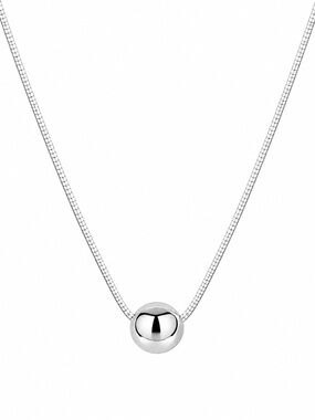 Stainless Steel Ball Pendant Necklace - 18” Snake Chain Minimalist